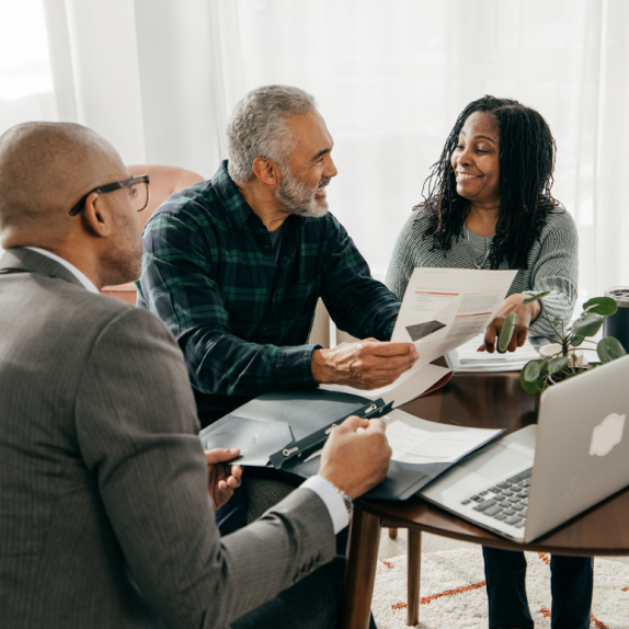 lawyer with clients